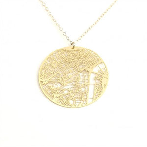 Urban Grid Map Necklace London Gold 