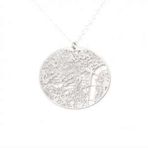 Urban Grid Map Necklace London Silver