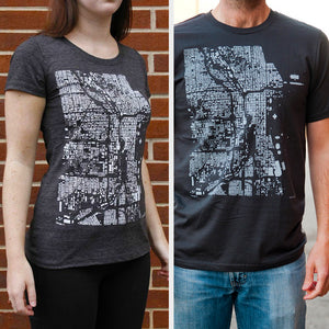 Chicago City Map T Shirt on Two Models
