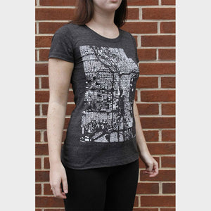 Fitted Chicago City Map T Shirt on Model