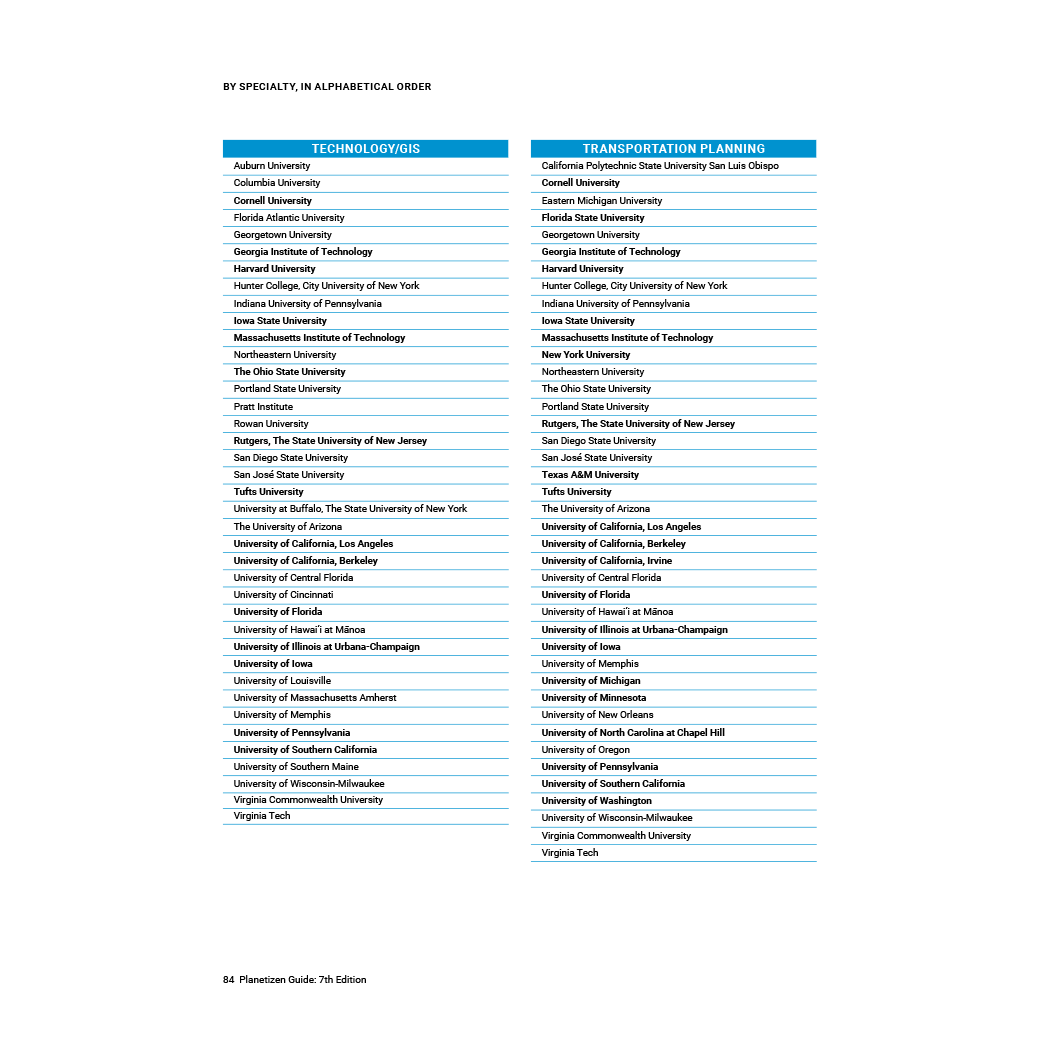 Planetizen Guide to Graduate Urban Planning Programs, 7th Edition (PDF ...