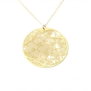 Urban Grid Map Necklace Los Angeles Gold