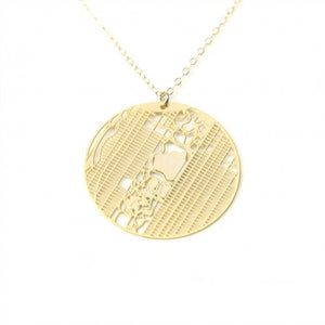 Urban Grid Map Necklace New York City Gold 