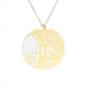 Urban Grid Map Necklace Seattle Gold