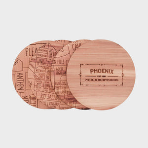 Phoenix Arizona Map Neighborwoods Wood Drink Coasters
