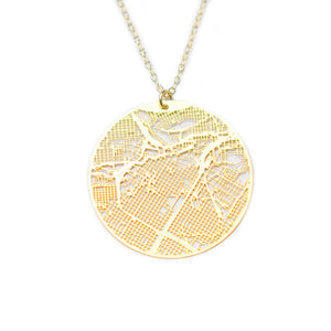 Urban Grid Map Necklace Houston Gold