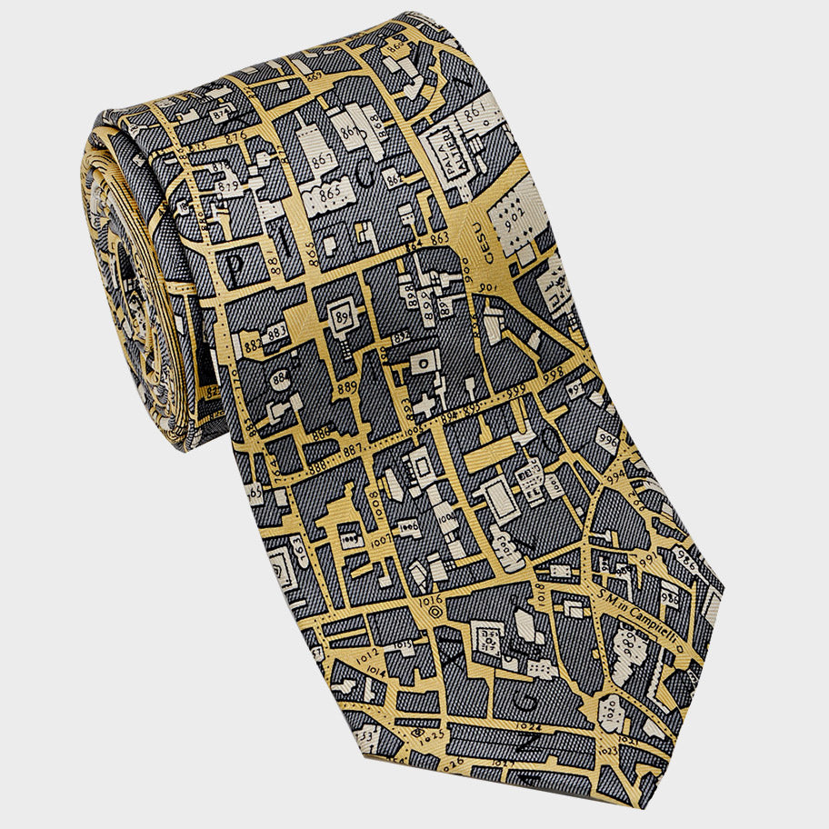 City Necktie Rome Red Olive Gold