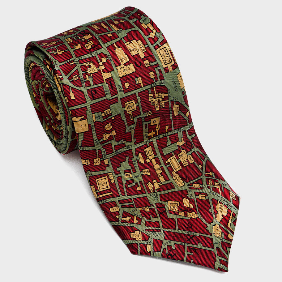 City Necktie Rome Red Olive Gold