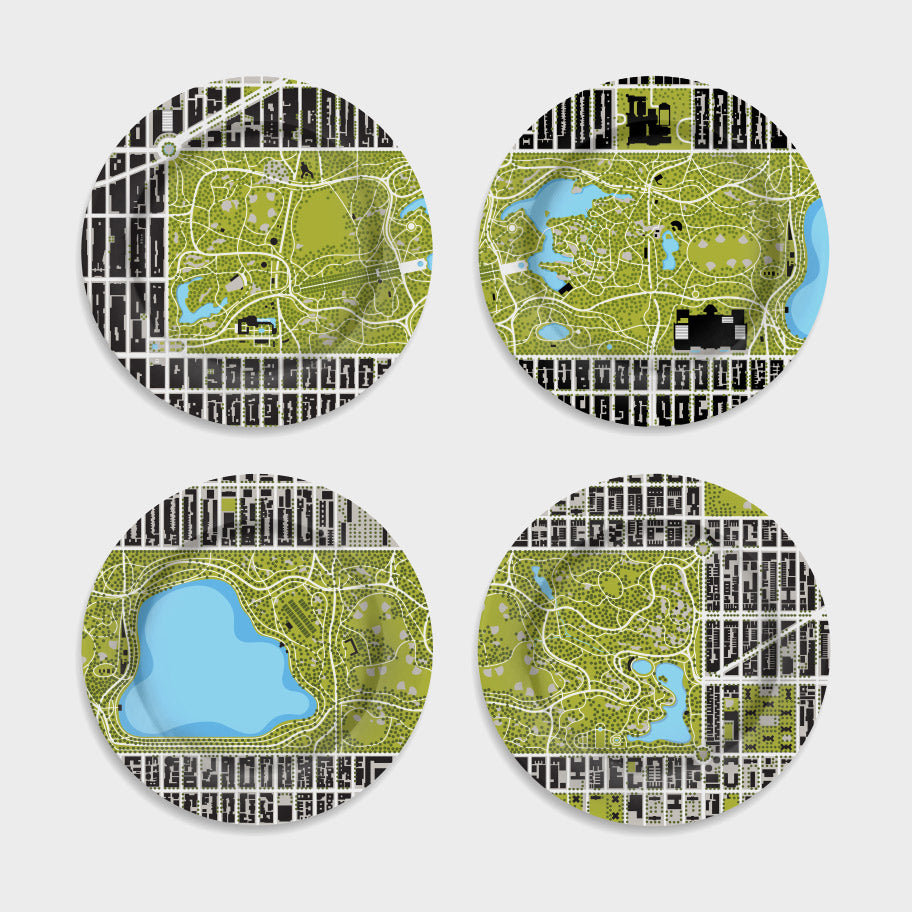 Set of Four Central Park Map Plates