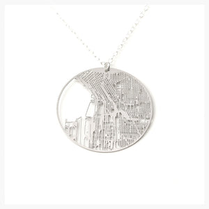 Urban Grid Map Necklace Seattle Silver