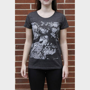 Fitted Boston City Map T Shirt on Model